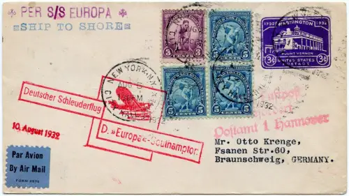 Katapult 1932 USA Ganzsache Olympiade LA ZuF Deutschland Catapult H 98 a / 1098