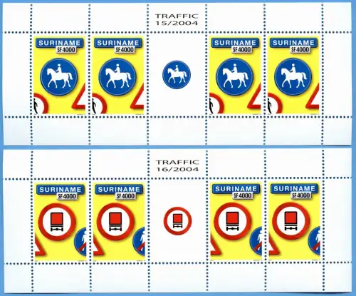 Surinam 2004 Verkehrszeichen XV Traffic Signs 1920-21 Kleinbogen Postfrisch MNH
