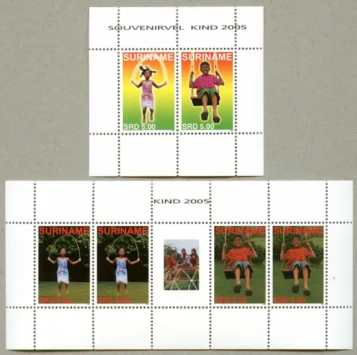 Surinam 2005 Kinder Springseil Schaukel Tag des Kindes 2022-2023 Block 99 MNH