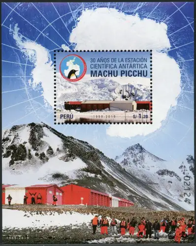 Peru 2019 Antarktis Station Machu Picchu Forscher Pinguin Landkarte Berg MNH