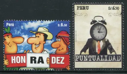 Peru 2009 Menschliche Werte Redlichkeit Pünktlichkeit 2365-2366 Postfrisch MNH