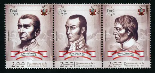 Peru 2017 Unabhängigkeit Independence Nationalhelden National Heros History MNH