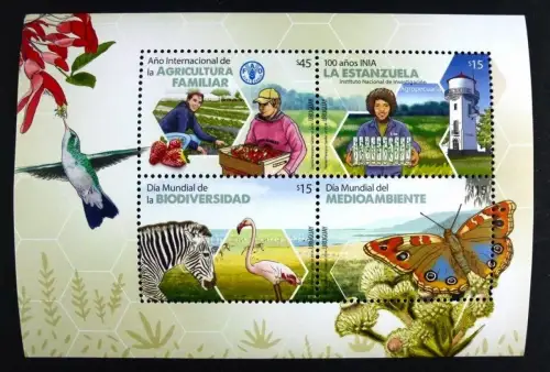Uruguay 2014 Vogel Zebra Schmetterling Landwirtschaft Leuchtturm Erdbeere MNH