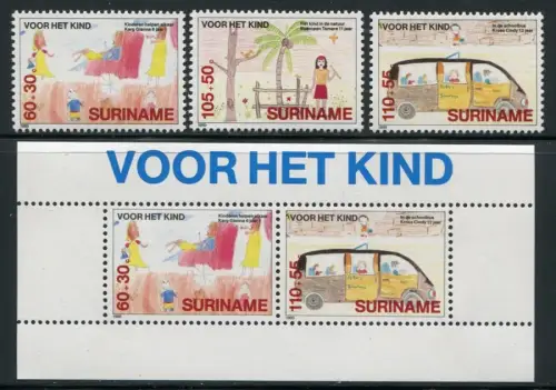Surinam 1989 Kinderzeichnungen Childrens Drawings 1317-1319 Block 52 MNH