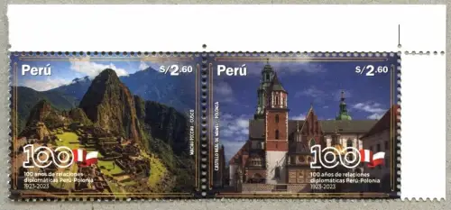 Peru 2023 Polen Diplomatische Beziehungen Machu Picchu Wawel Kathedrale MNH