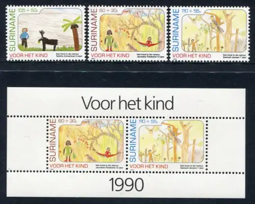 Surinam 1990 Kinderzeichnungen Childrens Drawings 1353-1355 Block 54 MNH