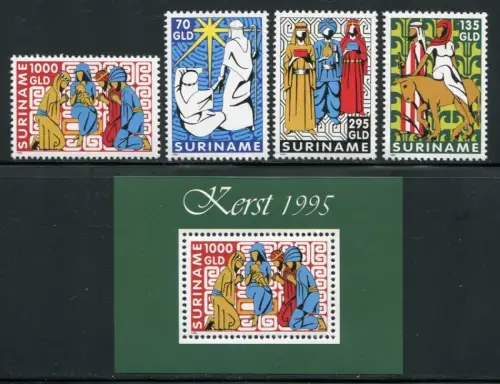Surinam 1995 Weihnachten Christmas Navidad Religion 1529-1532 Block 66 MNH