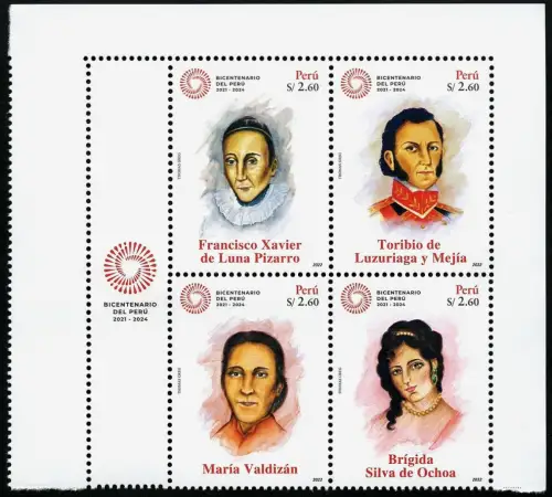 Peru 2022 Unabhängigkeit Historische Persönlichkeiten General Präsident MNH