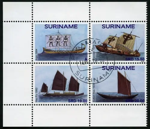 Surinam 2018 Schiffe Segelschiffe Dschunken Sailing Ships Gestempelt CTO