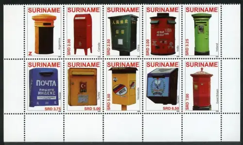 Surinam 2009 Briefkästen Letter Boxes Brievenbussen 2281-2290 Postfrisch MNH