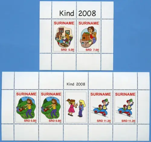 Surinam 2008 Tag des Kindes Kinder Spiele 2250-2251 Kleinbogen + Block 106 MNH