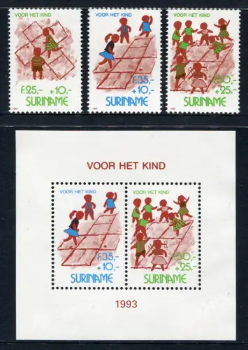 Surinam 1993 Kinderspiele Children Games Kinder 1461-1464 Block 61 MNH