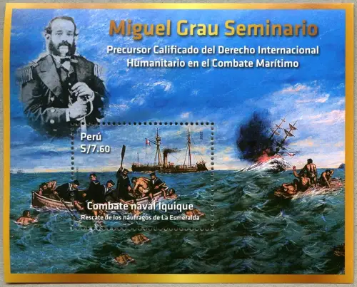 Peru 2022 Seeschlacht von Iquique Kriegsschiffe Admiral Miguel Grau Marine MNH