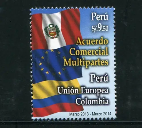 Peru 2014 Flaggen Flags Europäische Union EU Kolumbien Wirtschaft MNH
