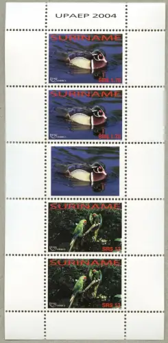 Surinam 2004 UPAEP Ente Duck Papagei Parrot Ara 1949-1950 Kleinbogen MNH