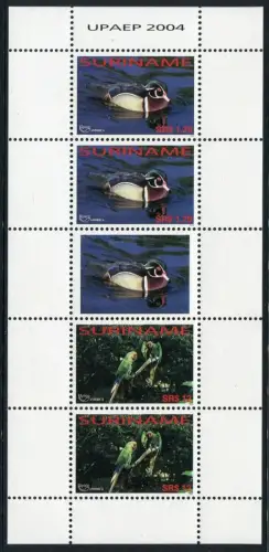 Surinam 2004 UPAEP Ente Duck Papagei Parrot Ara 1949-1950 Kleinbogen MNH