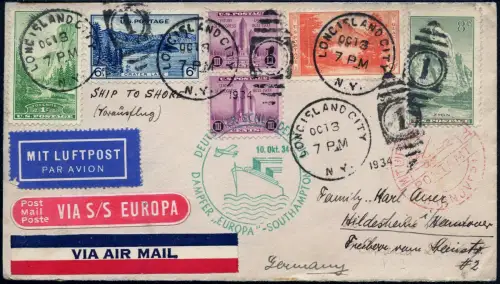 Katapult 1934 USA Brief Long Island Landpost Hildesheim Catapult H 184 a / 1121