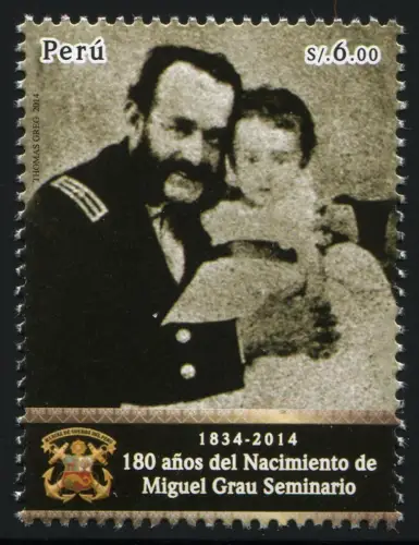 Peru 2014 Miguel Grau Militär Kriegsheld Salpeterkrieg Military Wappen MNH