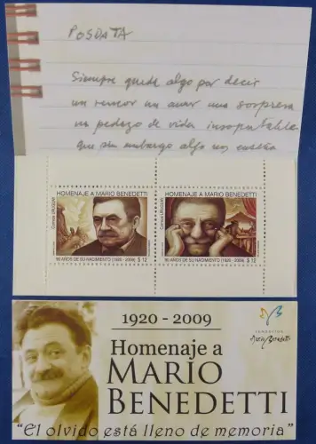 Uruguay 2010 Mario Benedetti Journalist Lyriker Markenheft Booklet 3108-3109 MNH