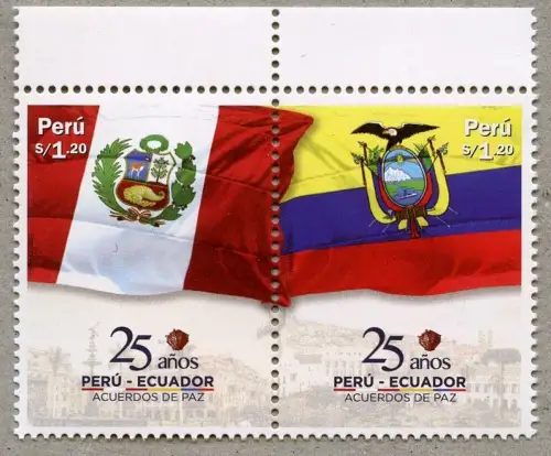 Peru 2023 Ecuador Flaggen Wappen Frieden Flags Coat of Arms Peace Politik MNH