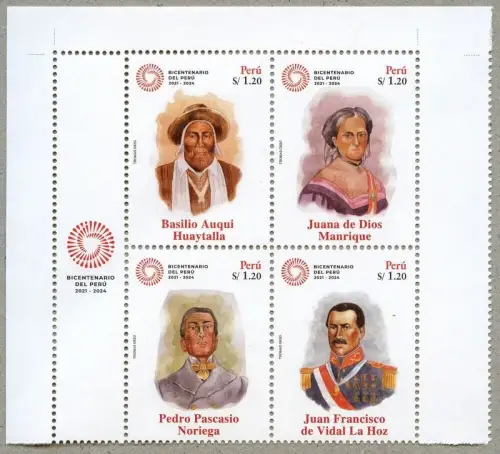 Peru 2023 Unabhängigkeit Persönlichkeiten Independence Berühmte Peruaner MNH