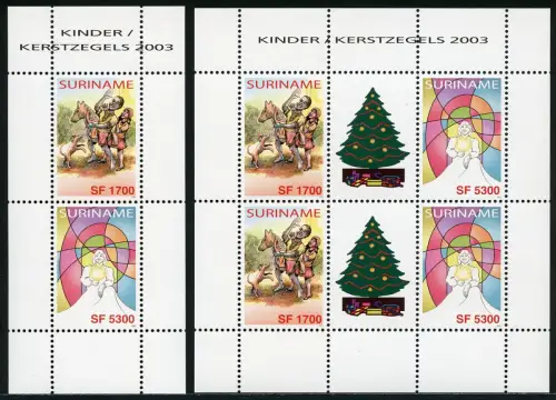Surinam 2003 Weihnachten Christmas Navidad 1890-1891 Kleinbogen + Block 92 MNH