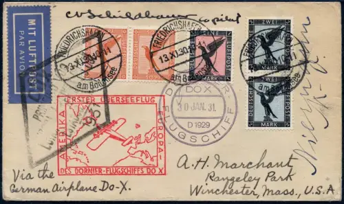 DO-X 1931 Dt. Reich Bordpost Schildhauer Unterschrift USA Harms 7 b DOX RAR/1133