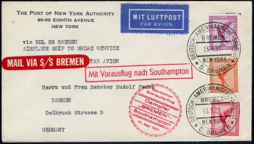 Katapult 1931 Dt. Reich Brief Seepostaufgabe Bremen Catapult H 42 c / 1144