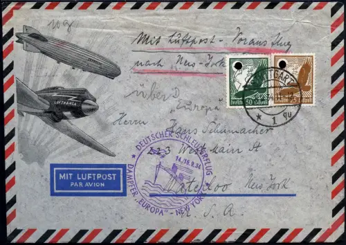 Katapult 1934 Dt. Reich Brief Landpost Stuttgart Waterloo Catapult H 178 a /1206