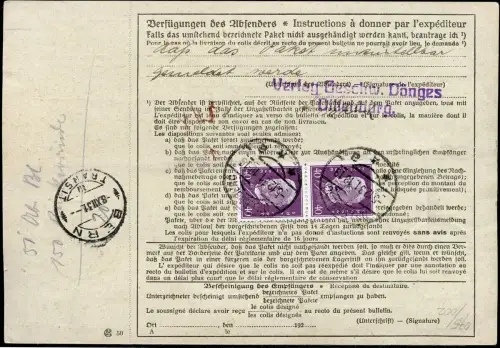 Zeppelin Dt. Reich 1931 Polarfahrt 4 RM MiF auf Paketkarte Schweiz / 1065 RAR