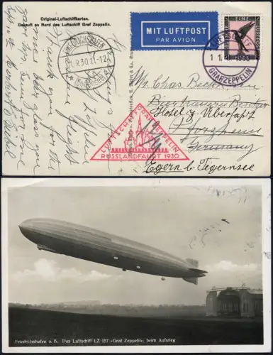 Zeppelin Dt. Reich 1930 Russland Bordpost Rückfahrt Passagierpost Si 84 E / 1705