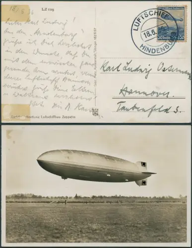 Zeppelin Dt. Reich 1936 Rundfahrt Frankfurt HH Bord/Passagierpost Si 416 B/ 1664