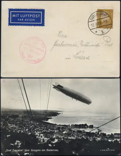 Zeppelin 1929 Dt. Reich Deutschlandfahrt Abwurf Düsseldorf AK Si 33 a / 2182