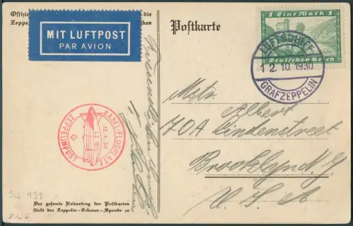 Zeppelin Dt. Reich 1930 Landungsfahrt Bern Basel Kurt Schönherr Si 93 Bb / 1642