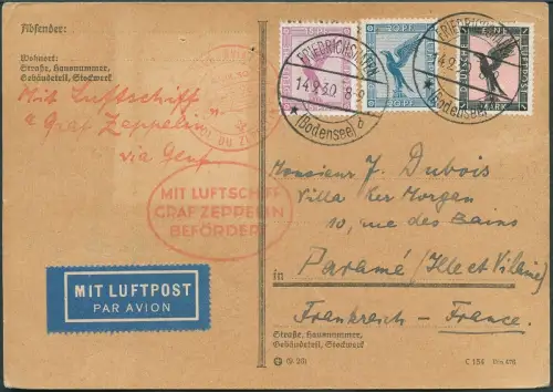 Zeppelin Dt. Reich 1930 Landungsfahrt Genf F`hafen Frankreich Si 86 A / 1641