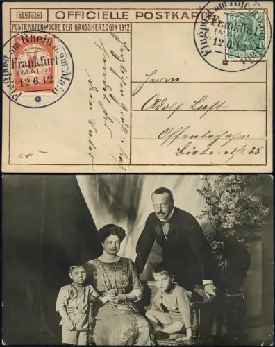 Zeppelin 1912 Dt. Reich Flugpost Rhein Main Foto-AK Herzogl Familie Si 11 D/2160