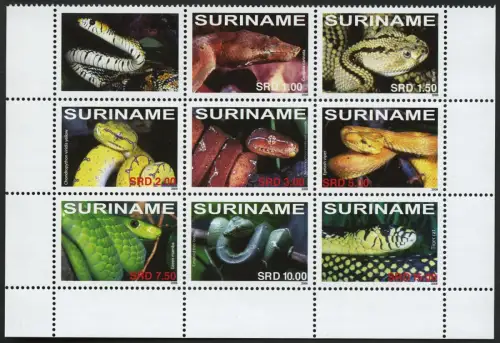 Surinam 2008 Schlangen Slangen Reptilien Reptiles Snakes Mamba 2221-2228 MNH