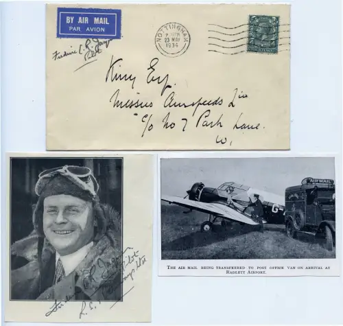 GB 1934 Pionier-Sonderflug Nottingham - London Autograph Pilot F. Jaques / 1216
