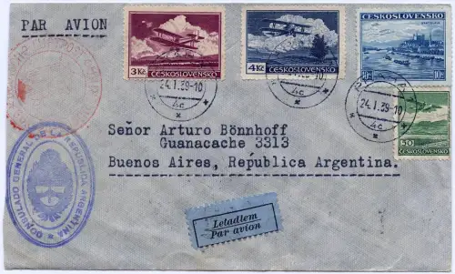 Katapult 1939 Tschechoslowakei Brief Prag Argentinien Catapult H 718 / 1228