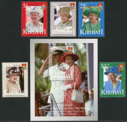 Kiribati 2016 QE II Königin Elisabeth Royalty 90. Geburtstag Birthday MNH
