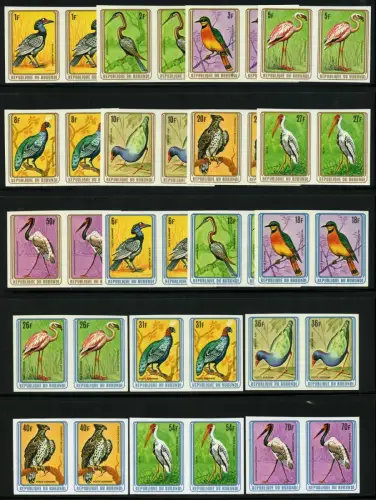 Burundi 1979 Vögel Hornrabe Ibis 1488-1496 1505-1513 U Imperf Paare MNH/ 772 RAR