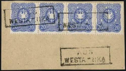 Dt. Seepost 1886 Aus Westafrika DR 42 c Viererstreifen Briefstück Attest BPP / 3
