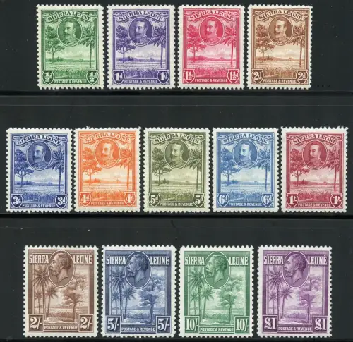Sierra Leone 1932 King George V Definitives to £1 Cpl. SG 155-167 Mint White OG