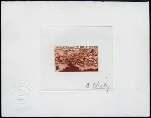 Afar und Issa 1968 Reliefkarte Berge Küste Braun Artist Sunken Die Proof Signed