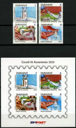 Zimbabwe Simbabwe 2021 C-19 Medizin Pandemie Pandemic Medicine Impfstoff MNH