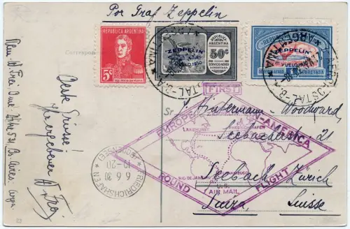 Zeppelin 1930 Argentinien SAF AK Buenos Aires Seebach Schweiz Si 63 B / 2455