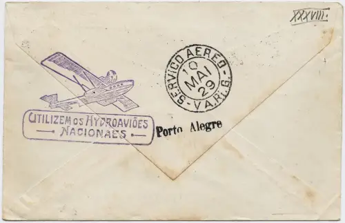 Brasilien 1929 VARIG Reko-Express Brief Rio Grande V 1, 3, 4 Porto Alegre / 1249