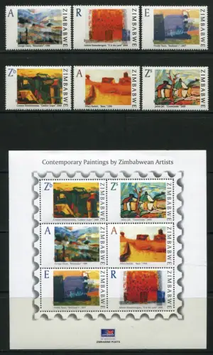 Zimbabwe Simbabwe 2009 Gemälde Paintings Kunst Art 913-918 Block 26 MNH