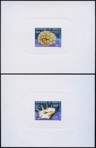 Djibouti Dschibuti 1989 Koralle Muschel Schnecke Epreuve de Luxe 516-517 MNH