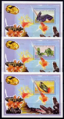 Guinea 1999 Mineralien Minerals 2478-2480 Deluxe Blocks Postfrisch MNH